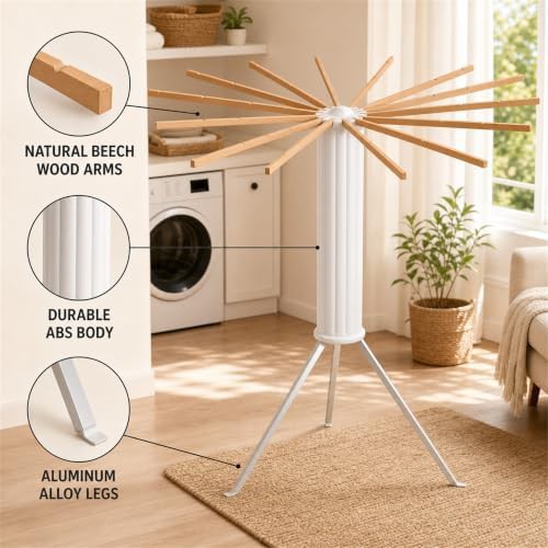 Wooden tripod foldable laundry drying rack — photo 3