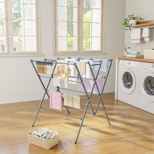 Twelve pole laundry rack with sock clips — photo 2