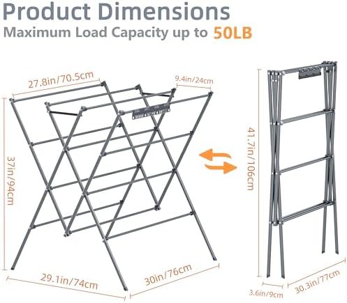 Twelve pole laundry rack with sock clips — photo 3