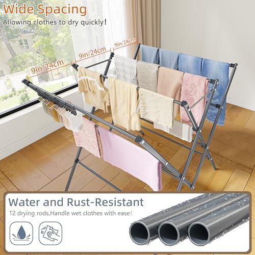Twelve pole laundry rack with sock clips — photo 4
