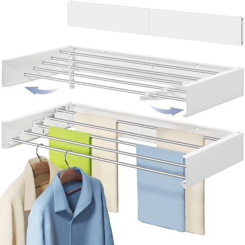 White 32-inch wall mounted clothes drying rack