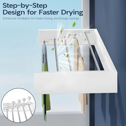 White 32-inch wall mounted clothes drying rack — photo 5