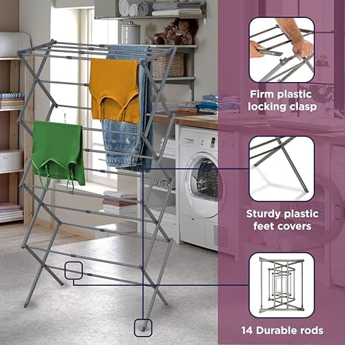 Four tier telescopic apartment drying rack — photo 4