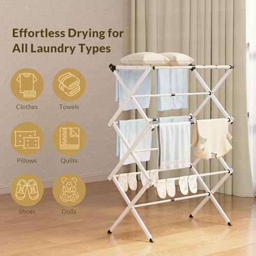 Collapsible three tier apartment laundry rack — photo 3