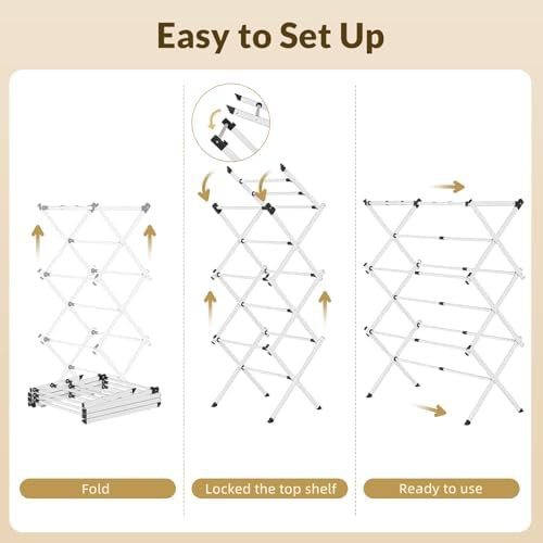 Collapsible three tier apartment laundry rack — photo 5