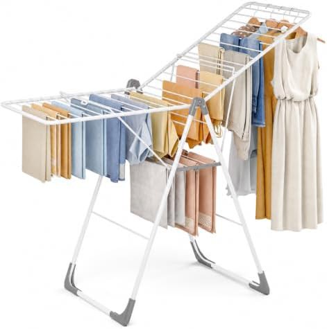 Large capacity white folding laundry rack
