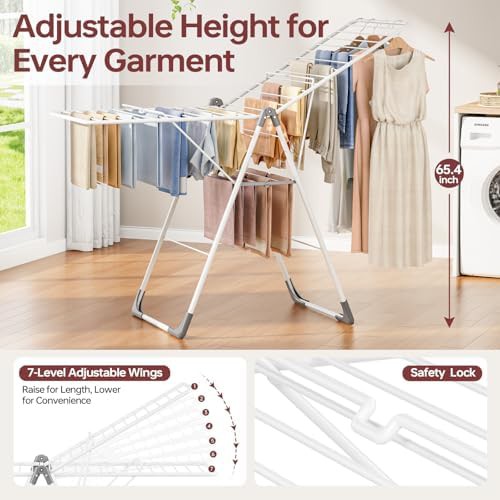 Large capacity white folding laundry rack — photo 4
