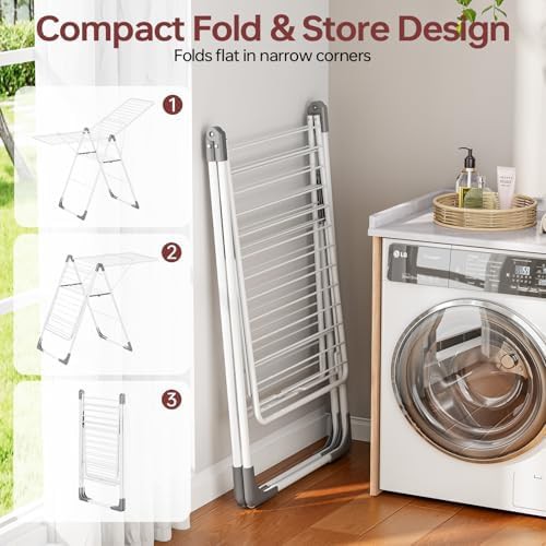Large capacity white folding laundry rack — photo 5