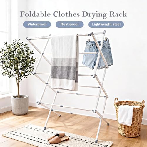 Compact white foldable laundry rack — photo 4