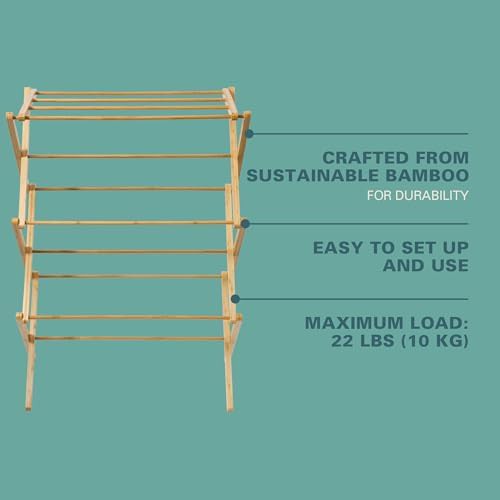 Two tier foldable bamboo laundry rack — photo 3