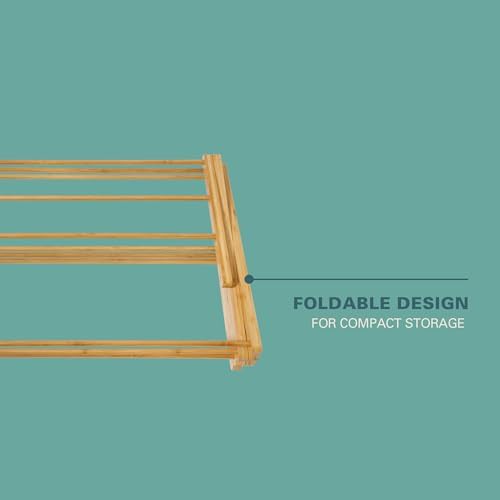 Two tier foldable bamboo laundry rack — photo 4