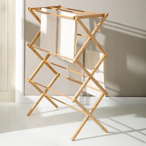 Two tier foldable bamboo laundry rack — photo 5