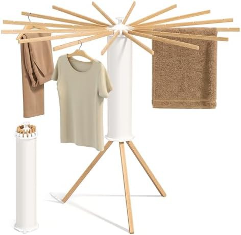 Rotary tripod rack with wood arms