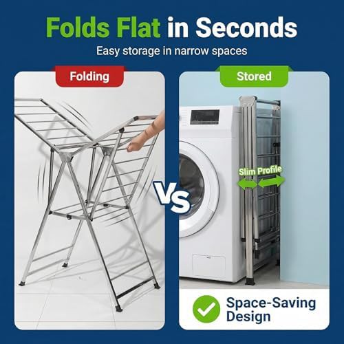 Stainless steel two tier folding laundry rack — photo 3
