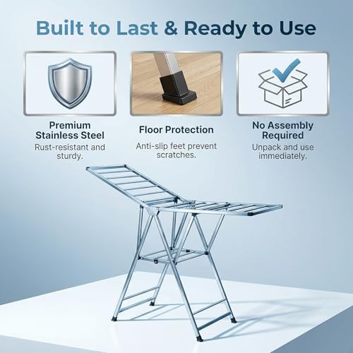 Stainless steel two tier folding laundry rack — photo 4