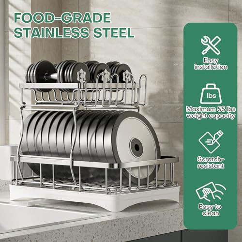 Two tier stainless steel retractable dish rack — photo 3
