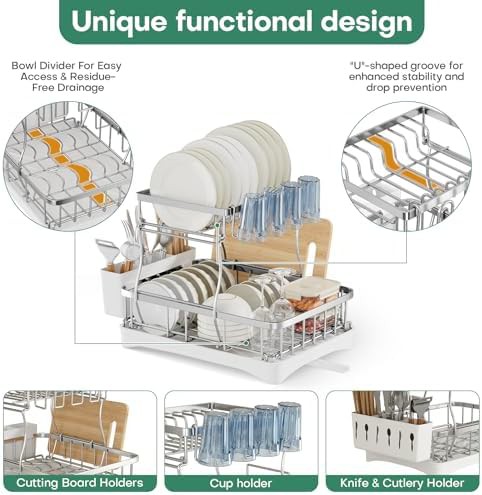 Two tier stainless steel retractable dish rack — photo 4