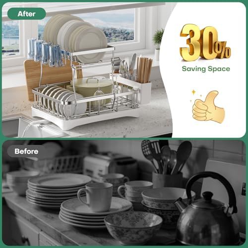 Two tier stainless steel retractable dish rack — photo 5