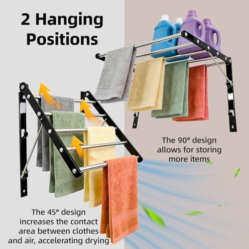 Black retractable wall mounted drying rack — photo 3