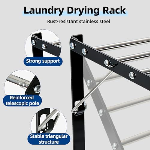 Black retractable wall mounted drying rack — photo 5