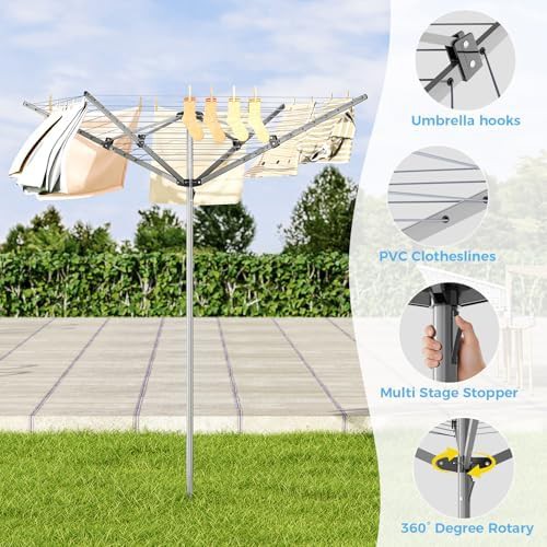 Heavy duty four arm umbrella clothesline — photo 3