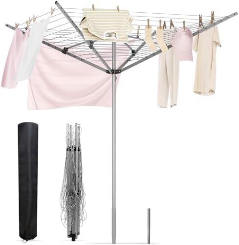 Extra large outdoor umbrella clothes drying rack