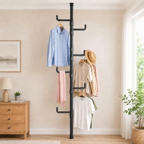 Black floor to ceiling tension rack