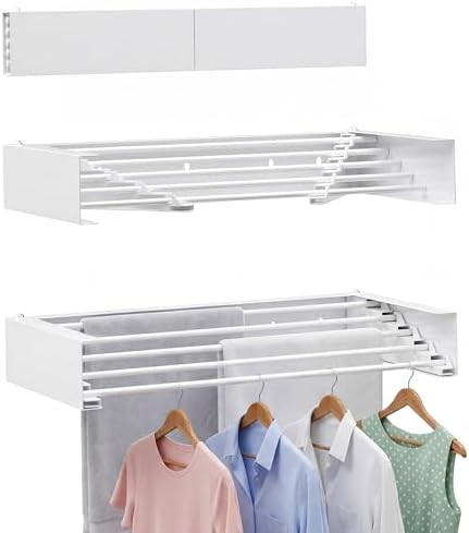 Wall mounted five rod retractable rack