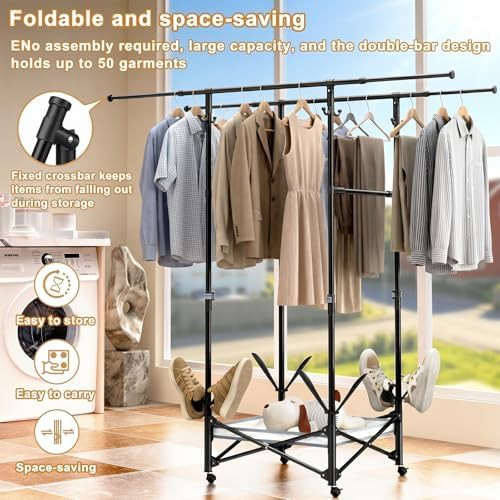 Black carbon steel extendable drying rack — photo 4