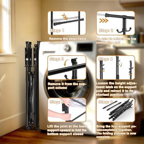Black carbon steel extendable drying rack — photo 5