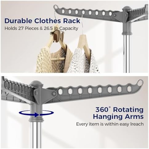 Rotatable three arm tripod laundry rack — photo 3