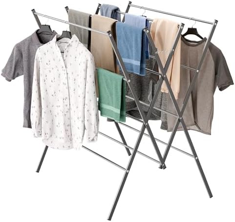 Heavy duty folding rack with twelve poles
