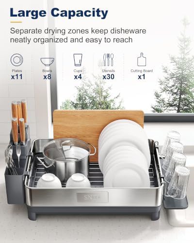 Grey stainless steel dish drying rack — photo 3