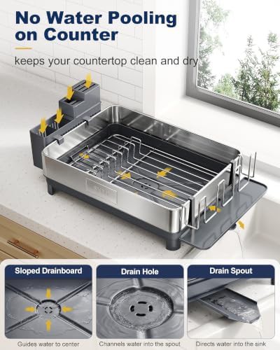 Grey stainless steel dish drying rack — photo 5