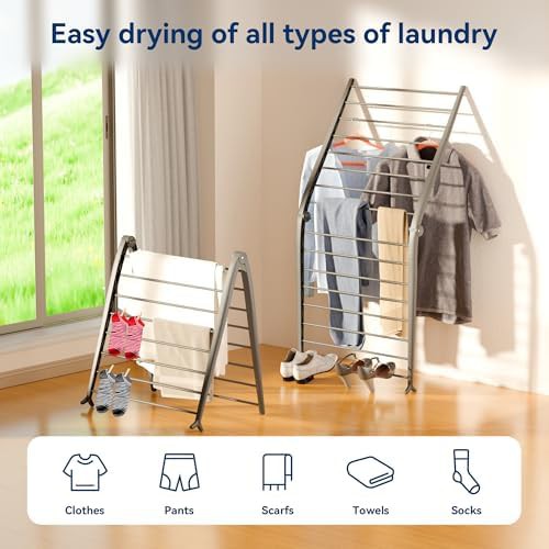 Grey Spacemaker folding indoor clothes organizer — photo 3