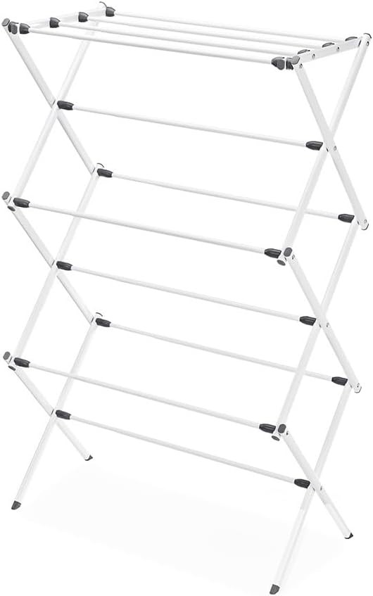 White three tier expandable clothes rack
