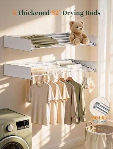 Wall mounted collapsible five rod rack — photo 3