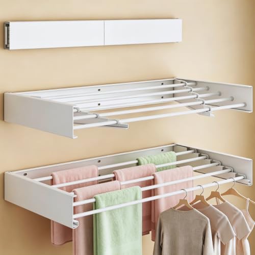 Retractable wall mounted 32 in drying rack