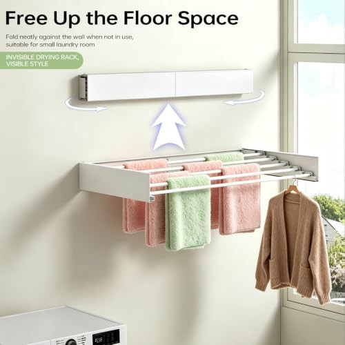 Retractable wall mounted 32 in drying rack — photo 3