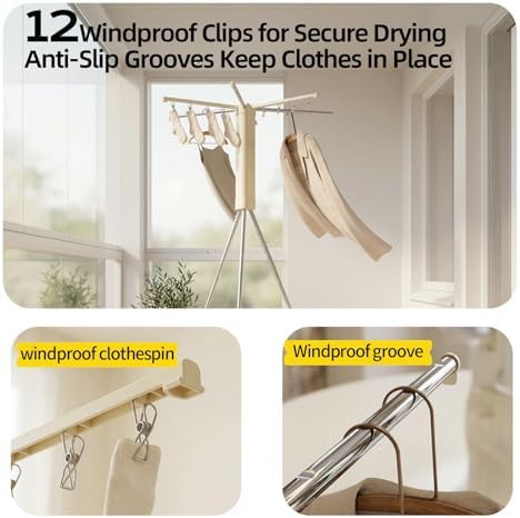 Tripod portable drying rack with poles — photo 5