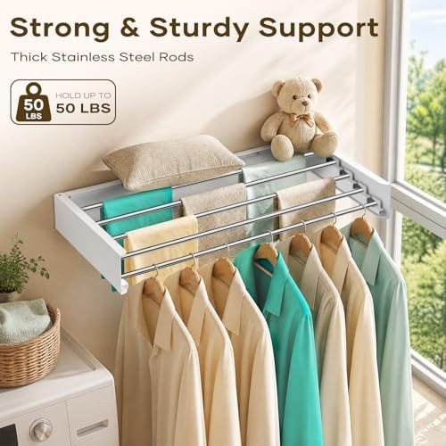 Foldable wall mounted clothes drying rack 31.6 in — photo 5