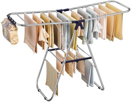 Foldable metal airer with medium frame