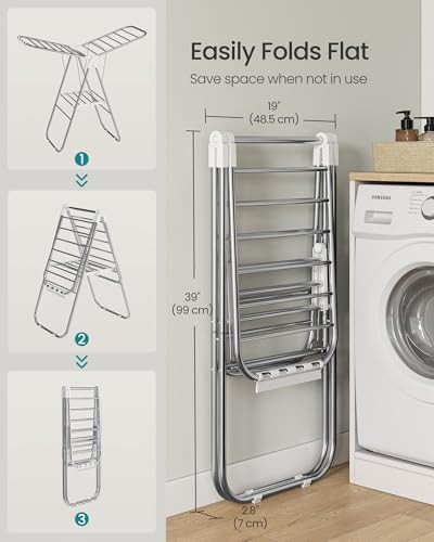 Foldable metal airer with laundry clips — photo 5