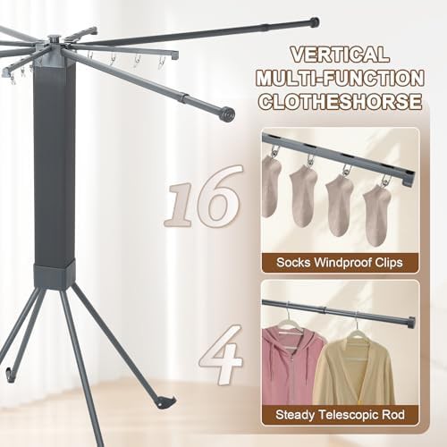 Grey four legged extending laundry rack — photo 4