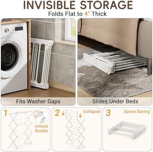 White carbon steel folding laundry rack — photo 3
