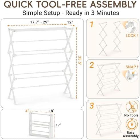 White carbon steel folding laundry rack — photo 5