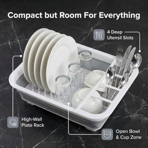 Grey collapsible kitchen dish drying rack — photo 5
