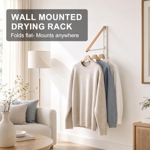 White aluminum wall mounted laundry rack — photo 4