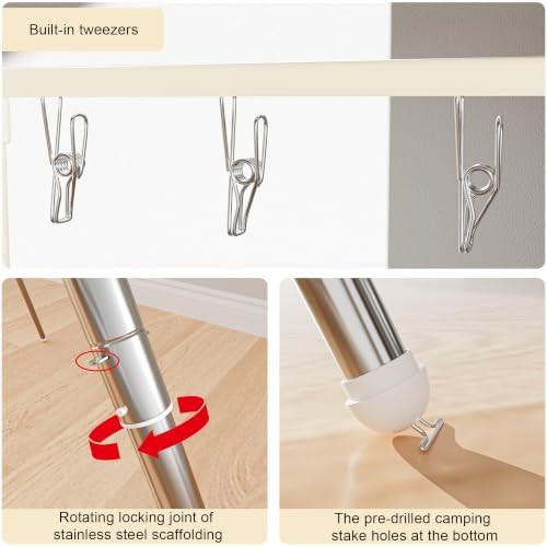 Stainless steel tripod rack with clips — photo 5