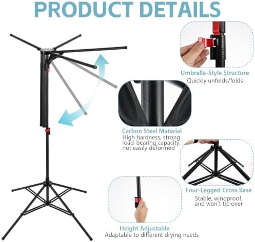 Carbon steel umbrella tripod garment dryer — photo 3